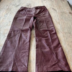 Vintage Burgundy Leather Pants